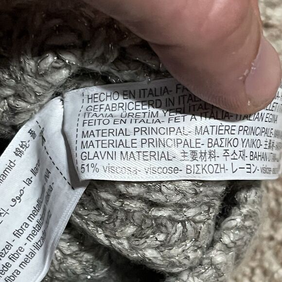 Massimo Dutti Lana Wool Blend Cable Knit Sweater Gray Metallic Women’s Small NWT - Picture 8 of 12